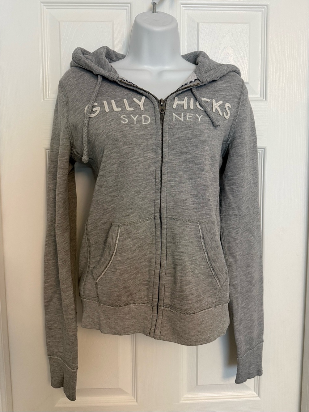 Gilly Hicks Sydney Y2K Zip Up Hoodie Embroidered Plaid Spellout Form Fit SMALL